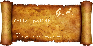 Galle Apolló névjegykártya